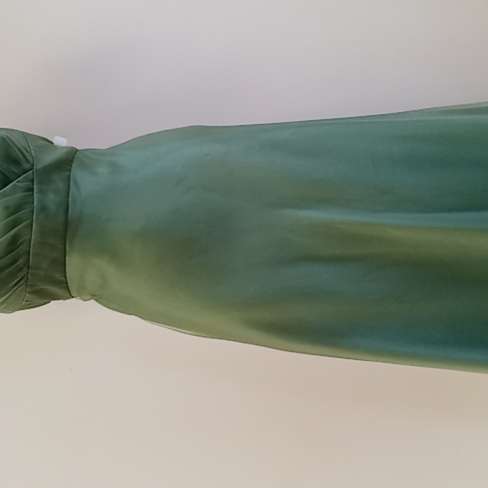 Alfred Angelo tea-length size 12 satin and organza clover colored gown NWT